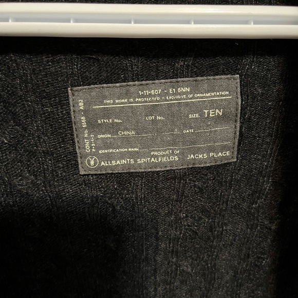 All Saints Open-Front Cardigan Sweater, size 10 - Picture 6 of 10